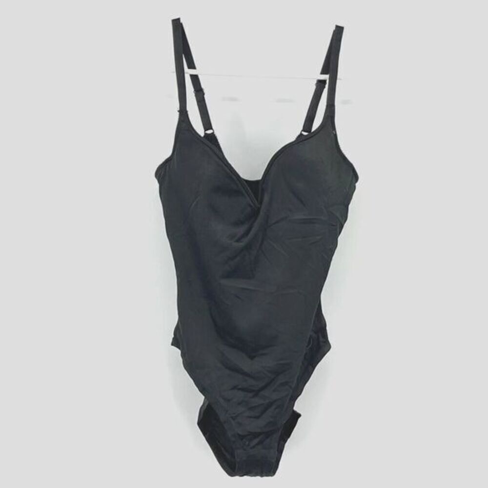 Vintage Cristian Dior Intimates Bodysuit Underwired Cups Black Satin 34C‎ RARE